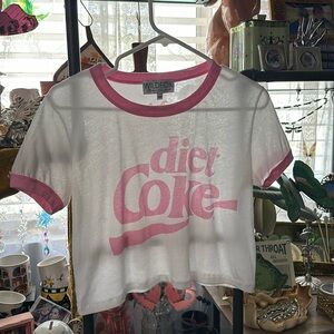WILDFOX • Diet Coke • White & Pink Cropped Ringer Tee